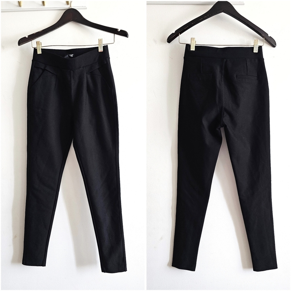 Indero Black Dressy Ponte Leggings Women’s Size Medium Pull-On Stretch Pants